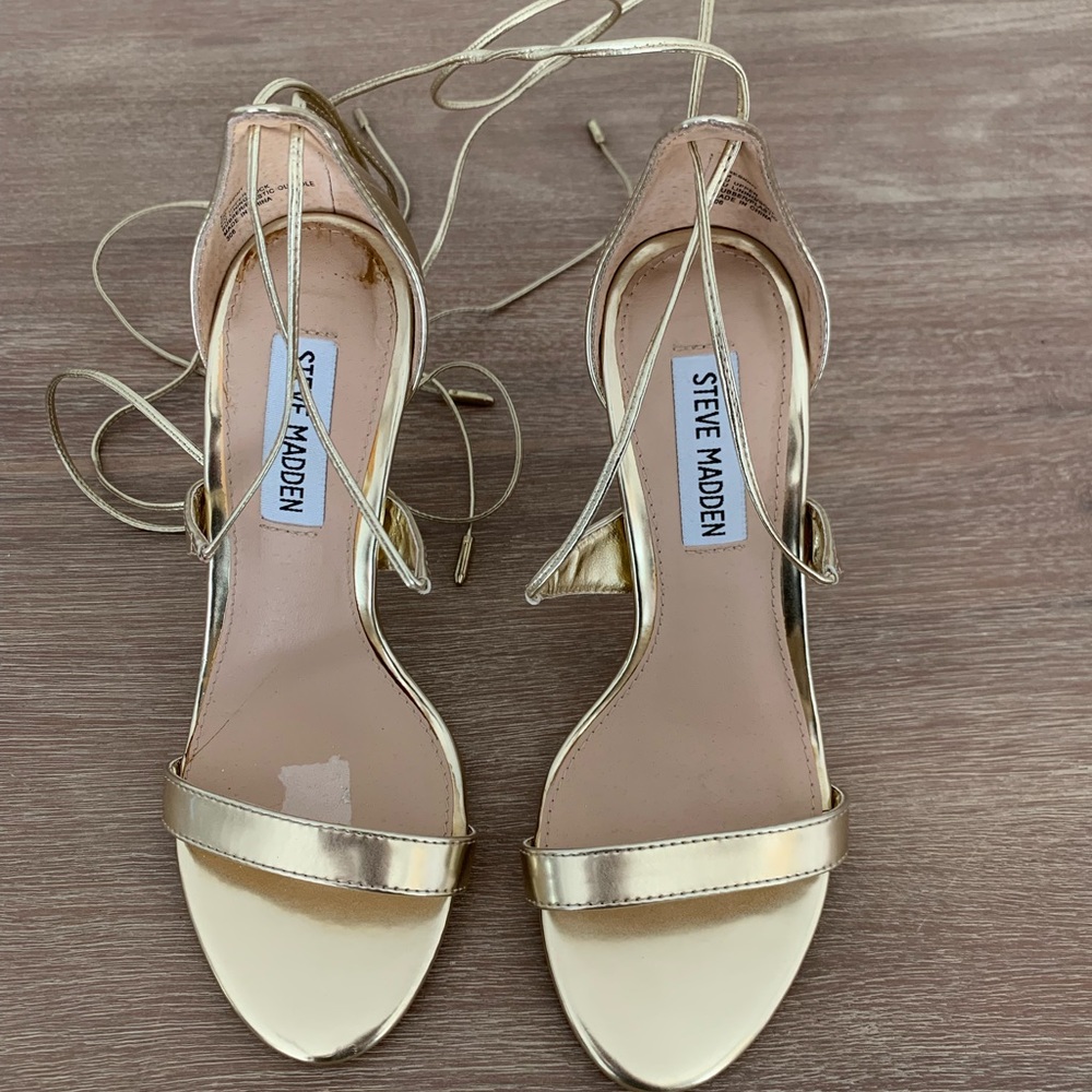 Steve Madden gold strappy heels